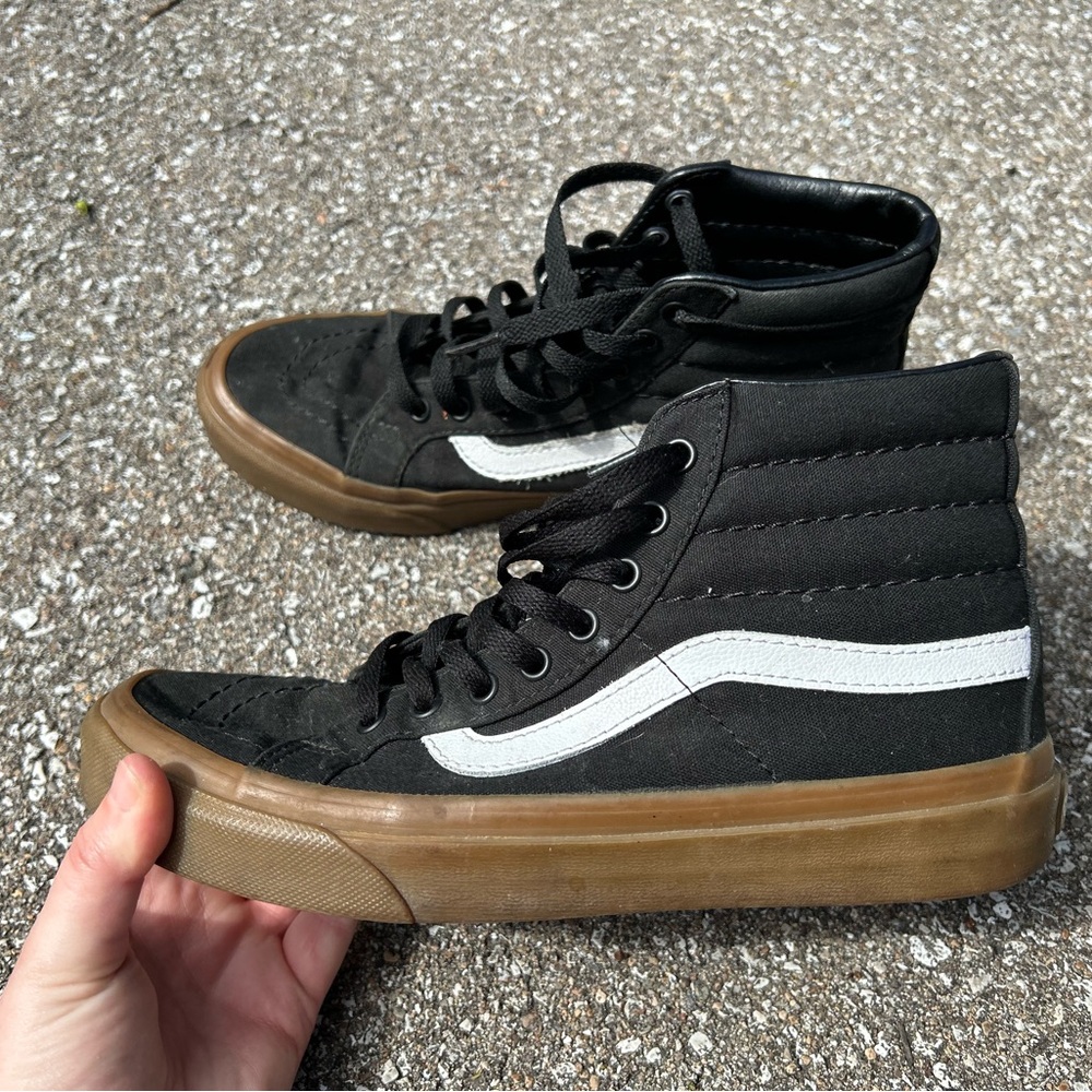 Black Hightop Vans with Gum Sole - M5/W6.5